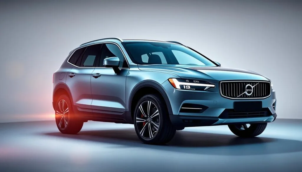 A sleek and modern Volvo EX60 electric SUV takes center stage, its bold exterior design and advanced safety features prominently displayed. The vehicle is showcased in a well-lit studio setting, allowing its sharp lines, distinctive grille, and premium materials to be appreciated. In the foreground, the car's advanced driver assistance systems, such as collision avoidance, lane-keeping assist, and adaptive cruise control, are highlighted through cinematic lighting and carefully composed angles. The middle ground showcases the EX60's robust chassis and high-strength steel construction, emphasizing its safety-first engineering. The background features a soft, ethereal blur, keeping the focus on the vehicle's exceptional safety and security capabilities. A sleek and modern Volvo EX60 electric SUV takes center stage, its bold exterior design and advanced safety features prominently displayed. The vehicle is showcased in a well-lit studio setting, allowing its sharp lines, distinctive grille, and premium materials to be appreciated. In the foreground, the car's advanced driver assistance systems, such as collision avoidance, lane-keeping assist, and adaptive cruise control, are highlighted through cinematic lighting and carefully composed angles. The middle ground showcases the EX60's robust chassis and high-strength steel construction, emphasizing its safety-first engineering. The background features a soft, ethereal blur, keeping the focus on the vehicle's exceptional safety and security capabilities.